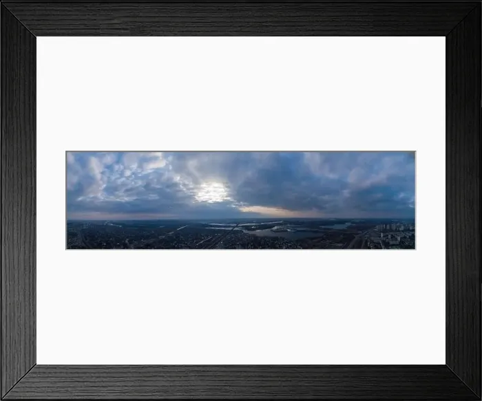 Framed Print : A huge panorama from the air in the Voskresenka area towards the Dnieper River and the right bank of the Dnieper Framed Print : A huge panorama from the air in the Voskresenka area towards the Dnieper River and the right bank of the Dnieper