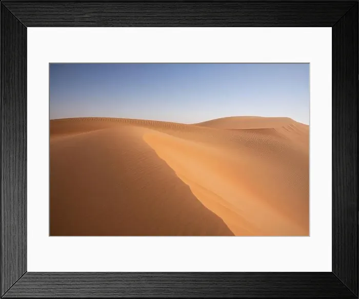 Framed Print : Abstract landscape with desert dunes on a sunny day. Liwa desert, Abu Dhabi, United Arab Emirates Framed Print : Abstract landscape with desert dunes on a sunny day. Liwa desert, Abu Dhabi, United Arab Emirates