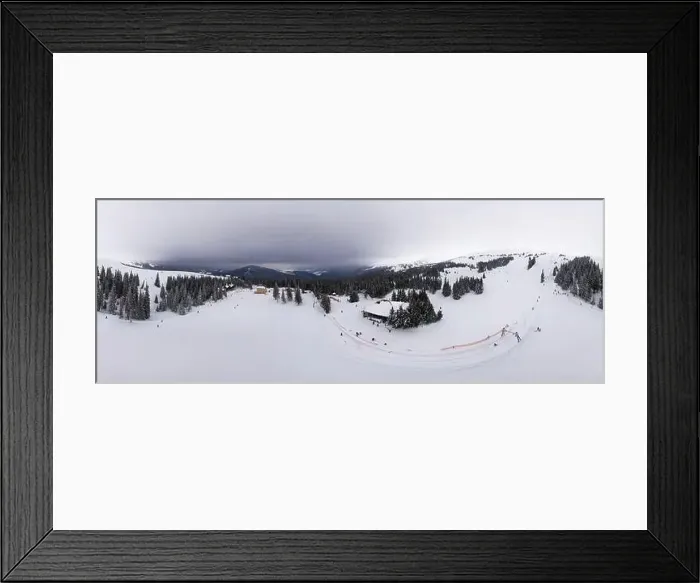 Framed Print : Bewitching beautiful panorama of mountains and hills covered with fir trees on a winter cloudy day Framed Print : Bewitching beautiful panorama of mountains and hills covered with fir trees on a winter cloudy day