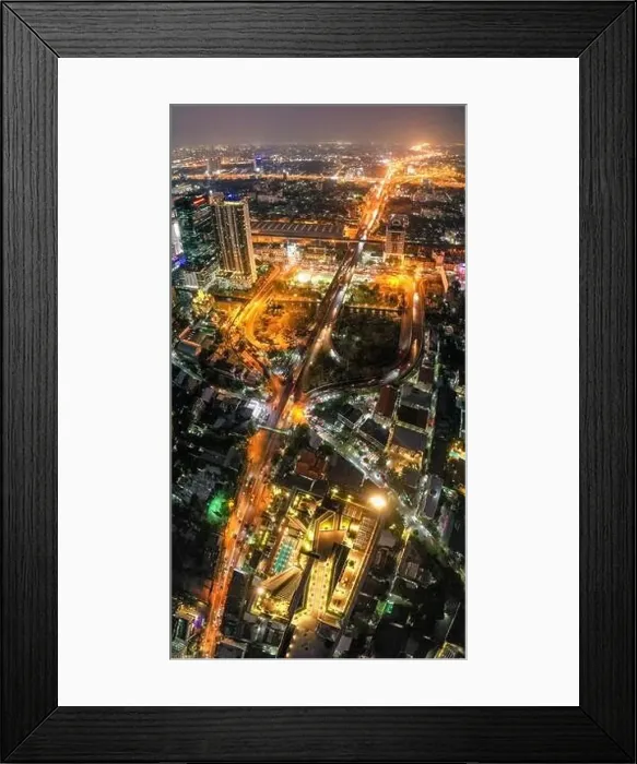 Framed Print : Bangkok Aerial view, above Ekkamai district in Thailand Framed Print : Bangkok Aerial view, above Ekkamai district in Thailand
