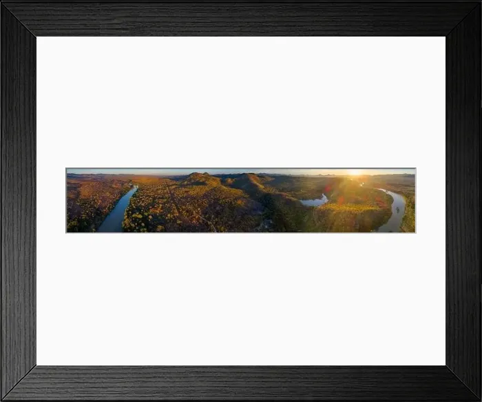 Framed Print : A sunrise over the Mazowe river seen from a drone Framed Print : A sunrise over the Mazowe river seen from a drone