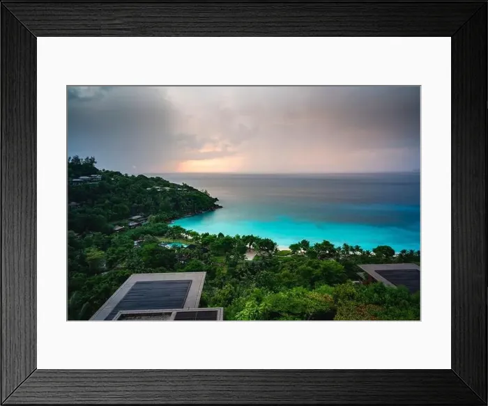Framed Print : Seychelles Mahe Island drone beach view of Anse Petit Framed Print : Seychelles Mahe Island drone beach view of Anse Petit