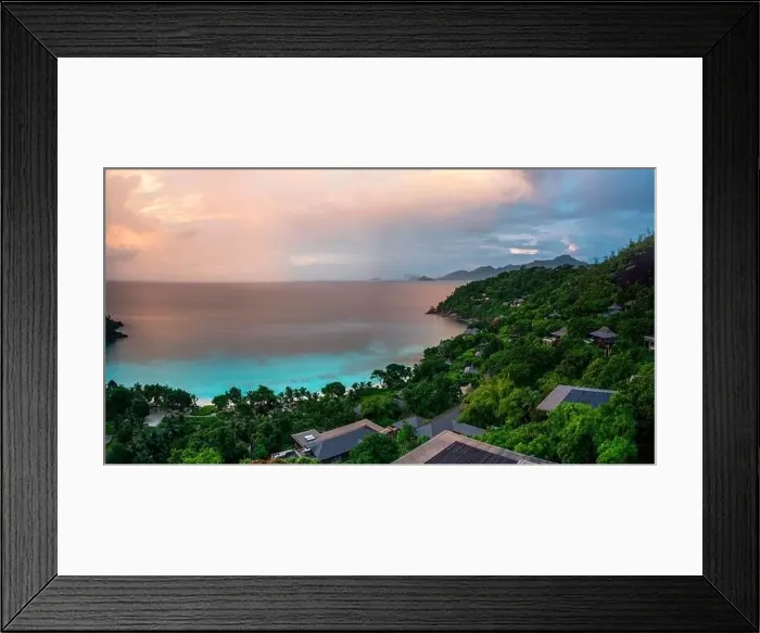 Framed Print : Seychelles Mahe Island drone beach view of Anse Petit Framed Print : Seychelles Mahe Island drone beach view of Anse Petit