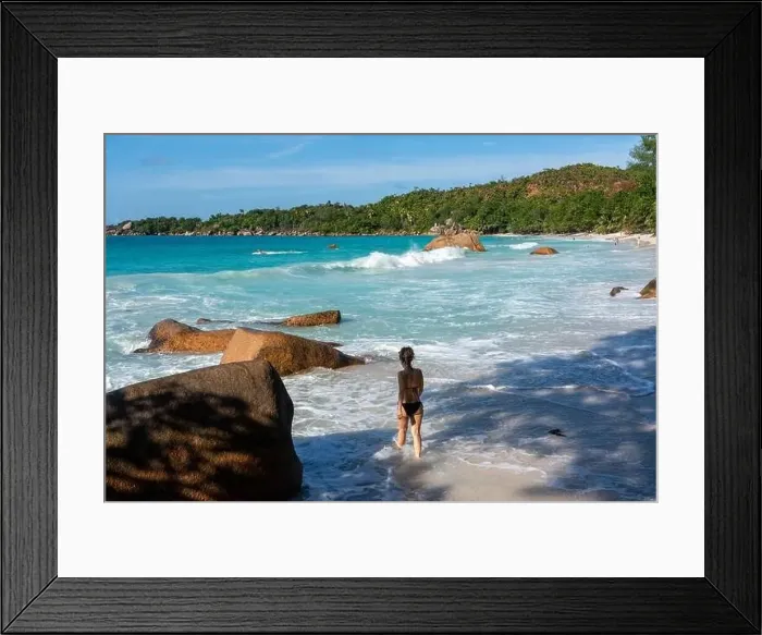 Framed Print : Anse Lazio beach aerial view in Praslin Seychelles Framed Print : Anse Lazio beach aerial view in Praslin Seychelles
