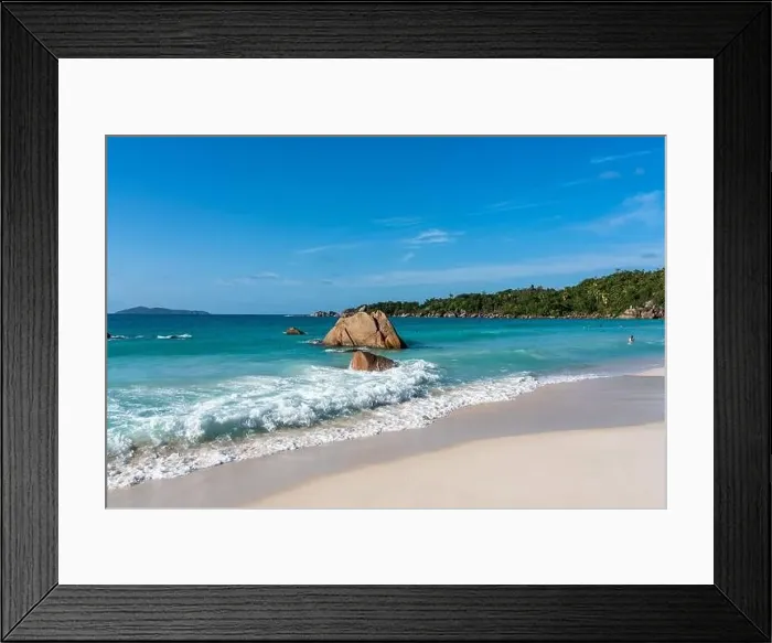 Framed Print : Anse Lazio beach aerial view in Praslin Seychelles Framed Print : Anse Lazio beach aerial view in Praslin Seychelles