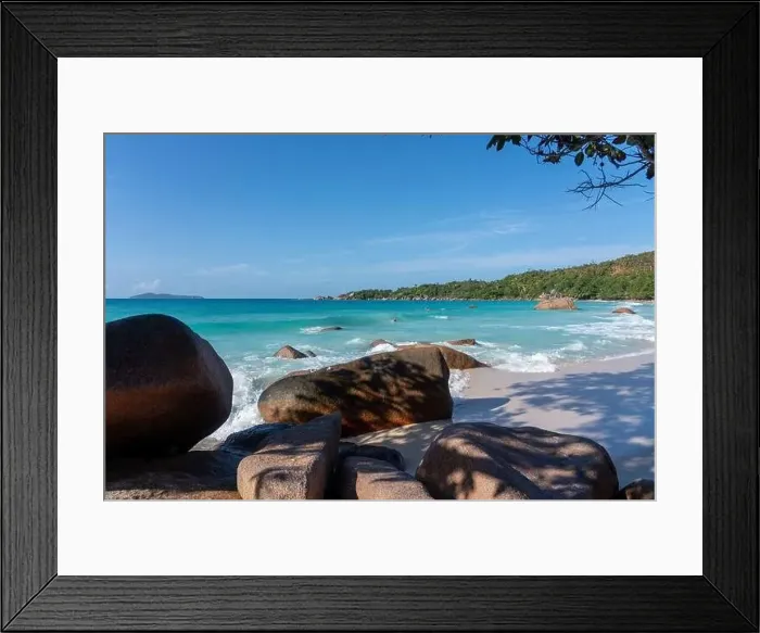 Framed Print : Anse Lazio beach aerial view in Praslin Seychelles Framed Print : Anse Lazio beach aerial view in Praslin Seychelles