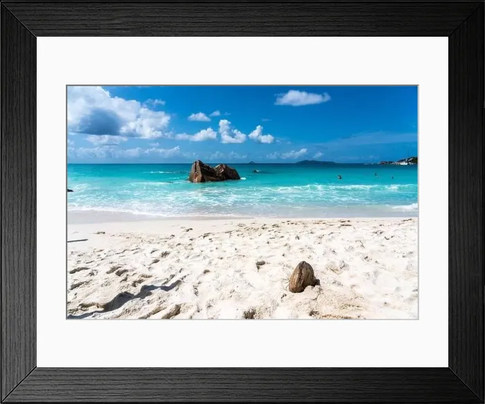 Framed Print : Anse Lazio beach aerial view in Praslin Seychelles Framed Print : Anse Lazio beach aerial view in Praslin Seychelles