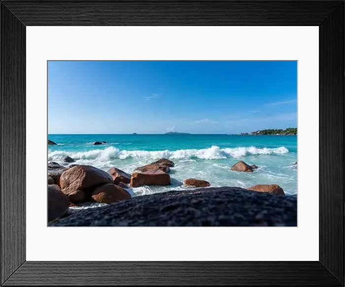 Framed Print : Anse Lazio beach aerial view in Praslin Seychelles Framed Print : Anse Lazio beach aerial view in Praslin Seychelles