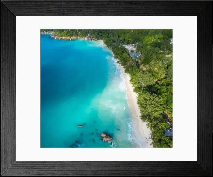 Framed Print : Anse Lazio beach aerial view in Praslin Seychelles Framed Print : Anse Lazio beach aerial view in Praslin Seychelles