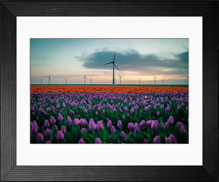 Framed Print : Wind turbine from aerial view