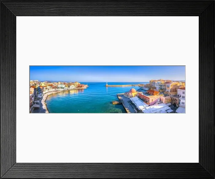 Framed Print : Aerial view of Chania with the amazing lighthouse, mosque, venetian shipyards, Crete, Greece Framed Print : Aerial view of Chania with the amazing lighthouse, mosque, venetian shipyards, Crete, Greece