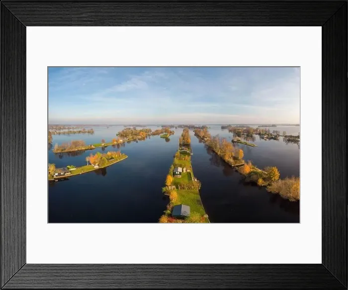 Framed Print : Drone view Vinkeveense plassen Netherlands, Vinkeveen aerial autumn bright sky beautiful lake Framed Print : Drone view Vinkeveense plassen Netherlands, Vinkeveen aerial autumn bright sky beautiful lake