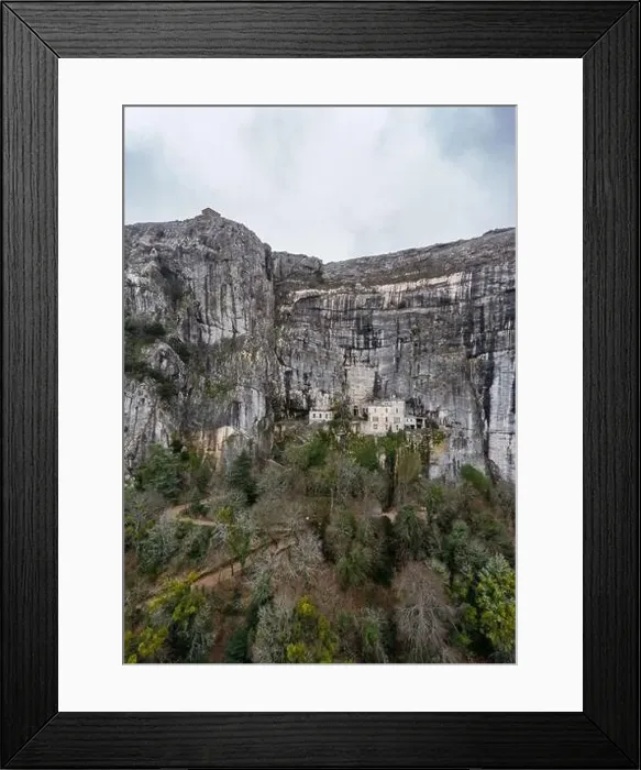 Framed Print : Aerial view of the Grotto of Maria Magdalena in France Framed Print : Aerial view of the Grotto of Maria Magdalena in France