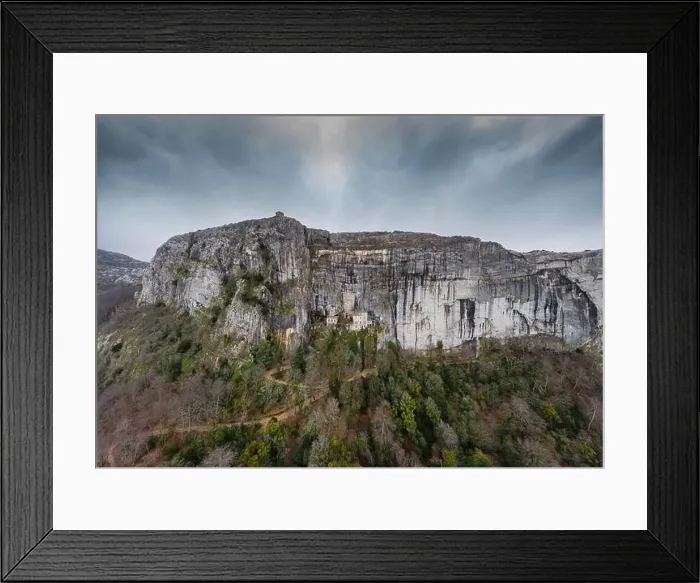 Framed Print : Aerial view of the Grotto of Maria Magdalena in France Framed Print : Aerial view of the Grotto of Maria Magdalena in France