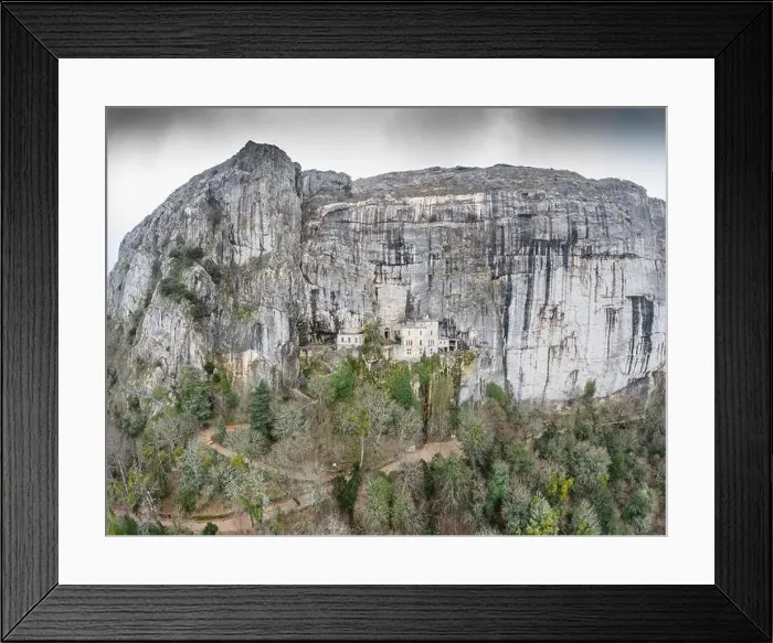 Framed Print : Aerial view of the Grotto of Maria Magdalena in France Framed Print : Aerial view of the Grotto of Maria Magdalena in France