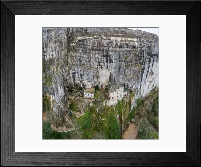 Framed Print : Aerial view of the Grotto of Maria Magdalena in France Framed Print : Aerial view of the Grotto of Maria Magdalena in France