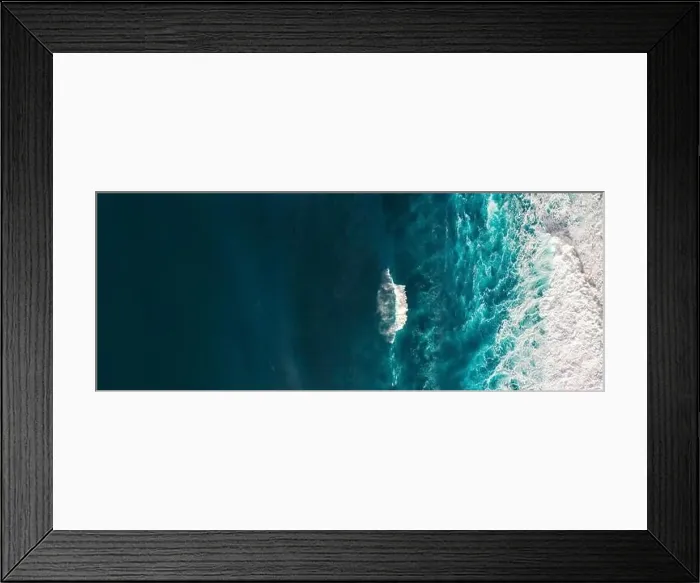 Framed Print : Aerial view to waves in ocean Splashing Waves. Blue clean wavy sea water Framed Print : Aerial view to waves in ocean Splashing Waves. Blue clean wavy sea water
