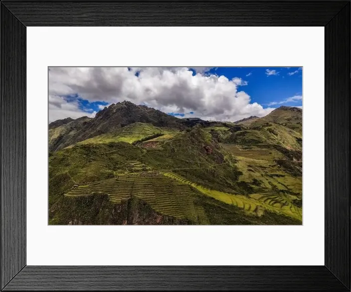 Framed Print : Aerial view of some part of The Archeological Site of Pisac (Inca Sacred Valley of Peru) Framed Print : Aerial view of some part of The Archeological Site of Pisac (Inca Sacred Valley of Peru)