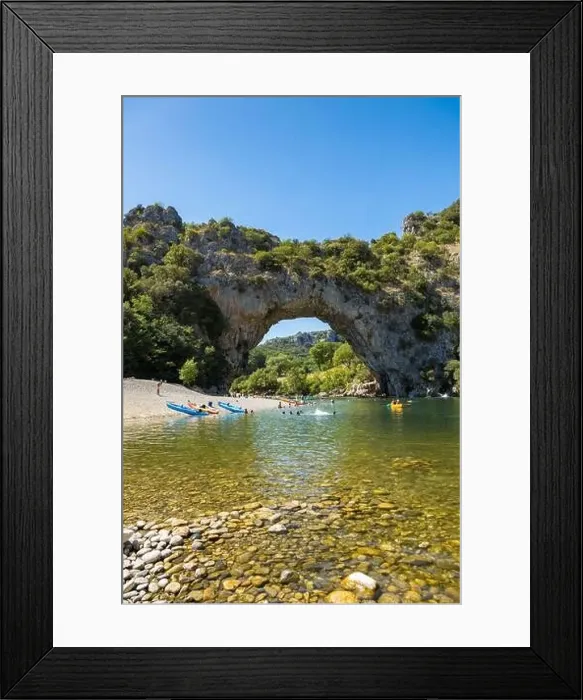 Framed Print : Aerial view of Narural arch in Vallon Pont D'arc in Ardeche canyon in France Framed Print : Aerial view of Narural arch in Vallon Pont D'arc in Ardeche canyon in France