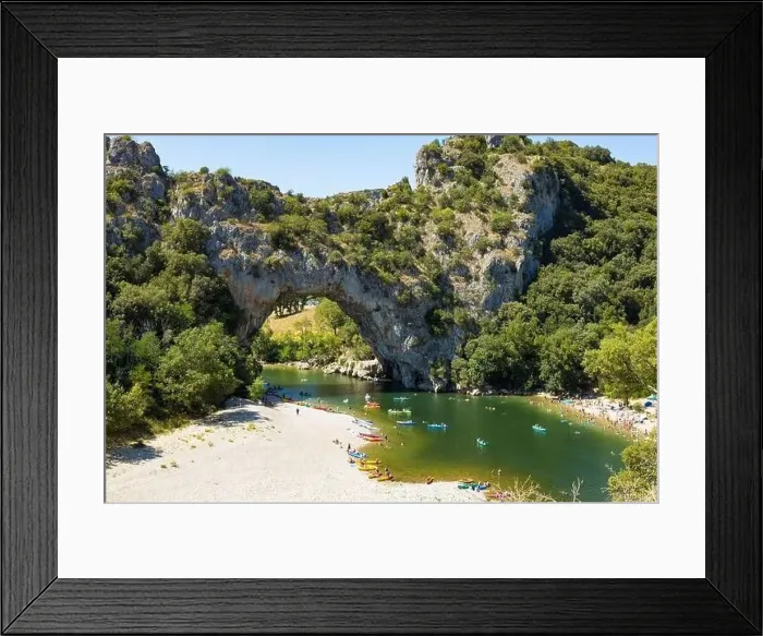 Framed Print : Aerial view of Narural arch in Vallon Pont D'arc in Ardeche canyon in France Framed Print : Aerial view of Narural arch in Vallon Pont D'arc in Ardeche canyon in France