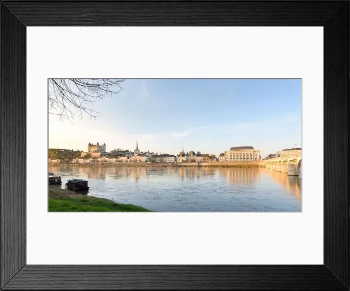 Framed Print : Panorama of Saumur skyline with medieval castle and churches, old town centre and bridge along the Loire river, France Framed Print : Panorama of Saumur skyline with medieval castle and churches, old town centre and bridge along the Loire river, France