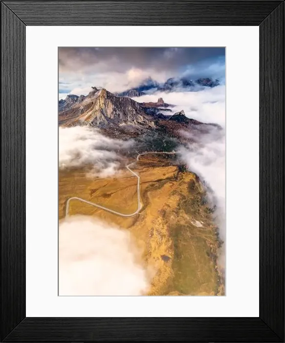 Framed Print : Aerial view by drone of Giau Pass Framed Print : Aerial view by drone of Giau Pass