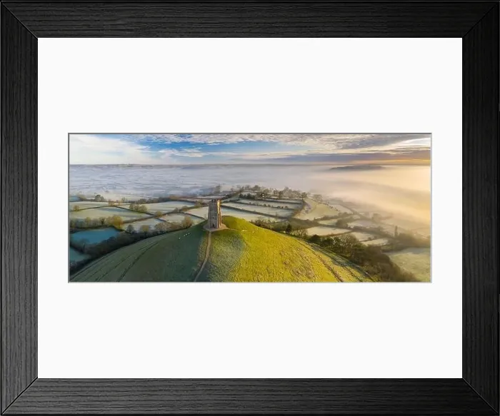 Framed Print : Aerial view by drone of frosty winter morning at Glastonbury Tor, Somerset, England, United Kingdom, Europe Framed Print : Aerial view by drone of frosty winter morning at Glastonbury Tor, Somerset, England, United Kingdom, Europe
