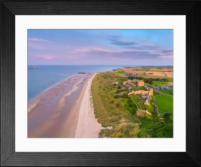 Framed Print : Aerial view by drone of Bamburgh Castle, Bamburgh, Northumberland, England, United Kingdom, Europe Framed Print : Aerial view by drone of Bamburgh Castle, Bamburgh, Northumberland, England, United Kingdom, Europe