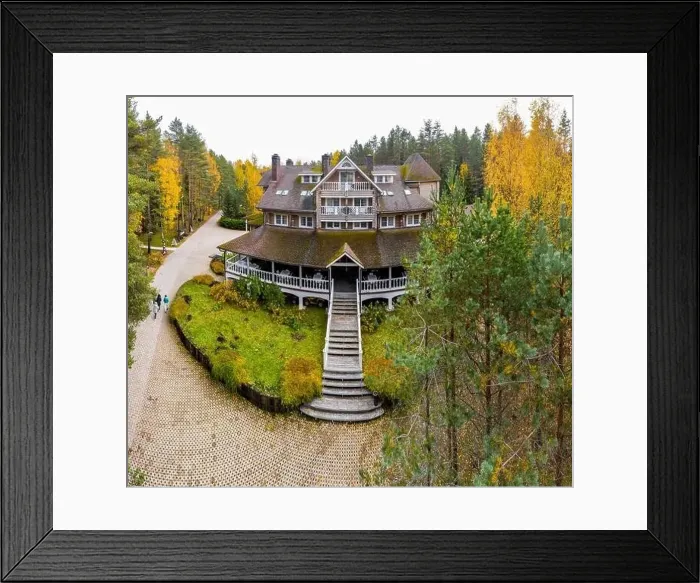 Framed Print : The big wooden house in forest Framed Print : The big wooden house in forest