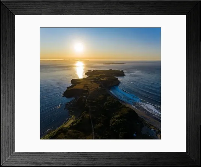 Framed Print : aerial view of the south pacific ocean coast at sunset Framed Print : aerial view of the south pacific ocean coast at sunset