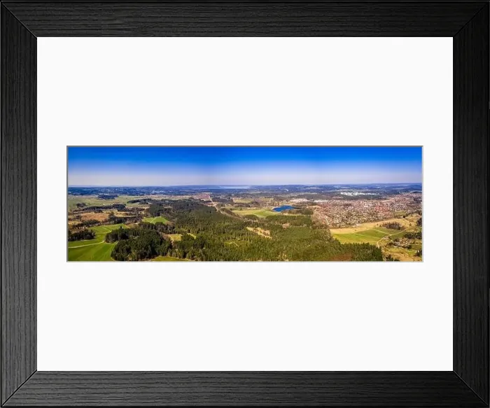 Framed Print : Aerial Panorama Bad Tölz, Isar Valley, Germany Bavarian Alps. Sunrise