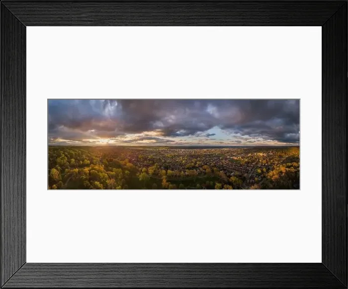 Framed Print : A sweeping 180 degree aerial view of the city of Huntington Framed Print : A sweeping 180 degree aerial view of the city of Huntington
