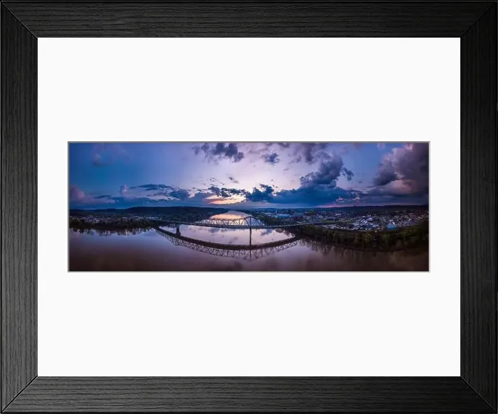 Framed Print : Morning light peeks through the clouds above the Ohio River bridge crossing into Chesapeake Ohio from Huntington Framed Print : Morning light peeks through the clouds above the Ohio River bridge crossing into Chesapeake Ohio from Huntington