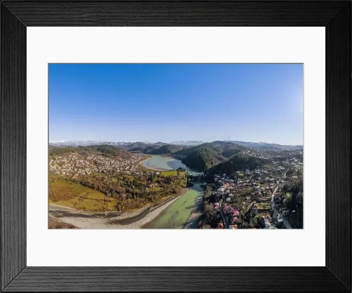Framed Print : Kutaisi Georgia aerial panorama. Botanical garden and water dam in Kutaisi from a drone. Visiting Kutaisi town Framed Print : Kutaisi Georgia aerial panorama. Botanical garden and water dam in Kutaisi from a drone. Visiting Kutaisi town