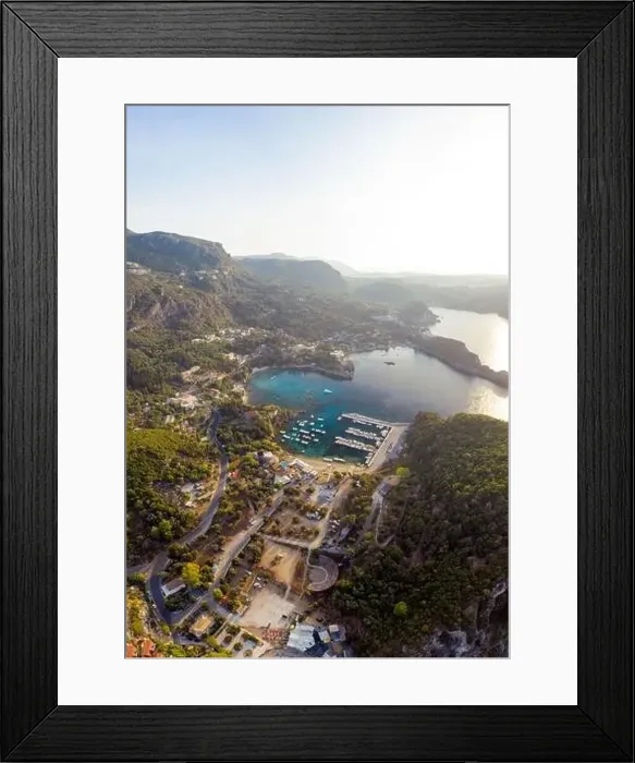 Framed Print : Beautiful aerial view on Paleokastritsa harbour on Corfu island Framed Print : Beautiful aerial view on Paleokastritsa harbour on Corfu island