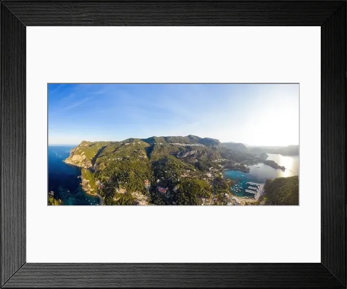 Framed Print : Aerial panorama of Paleokastritsa. Corfu island from a drone. Beautiful Greece nature. Travel destination Framed Print : Aerial panorama of Paleokastritsa. Corfu island from a drone. Beautiful Greece nature. Travel destination