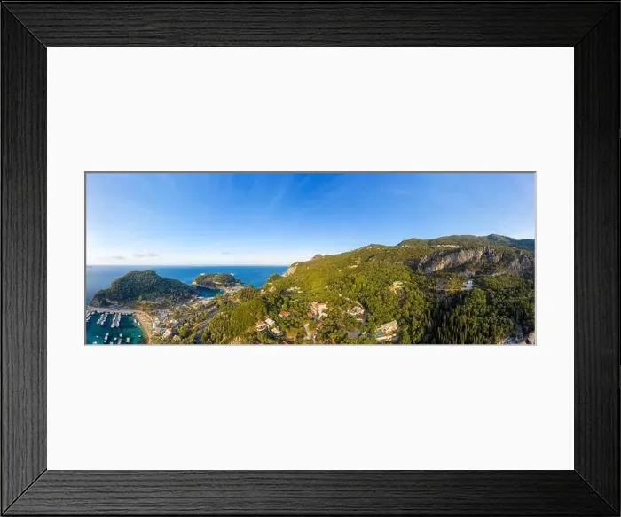 Framed Print : Beautiful aerial panorama of Paleokastritsa Framed Print : Beautiful aerial panorama of Paleokastritsa