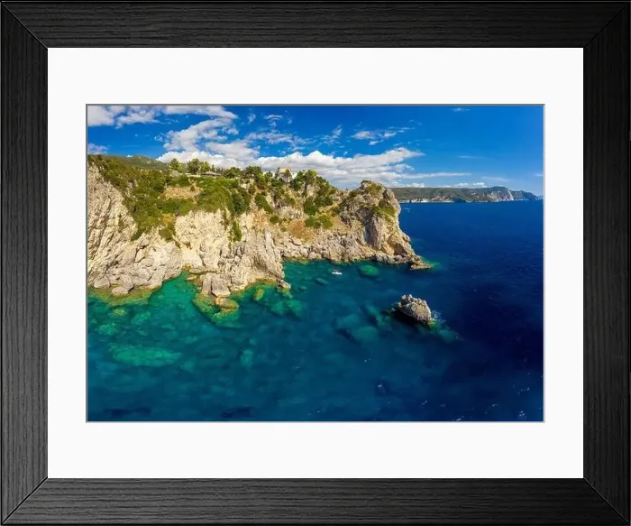 Framed Print : Aerial mediterranean landscape with torquoise sea Framed Print : Aerial mediterranean landscape with torquoise sea