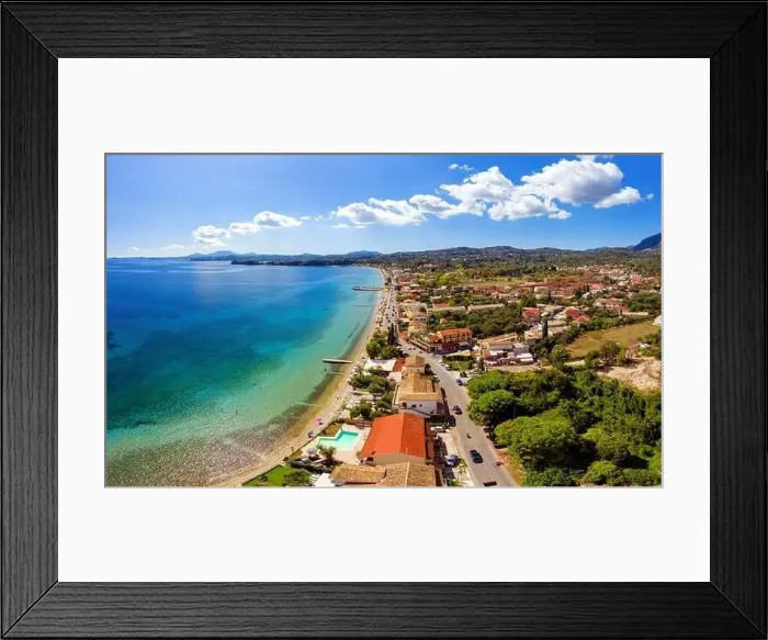Framed Print : Aerial of greek mediterranean resort town Framed Print : Aerial of greek mediterranean resort town