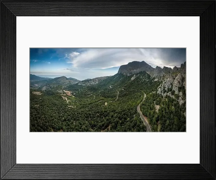 Framed Print : Beautiful landscape on Mallorca in windy weather with many trees Framed Print : Beautiful landscape on Mallorca in windy weather with many trees