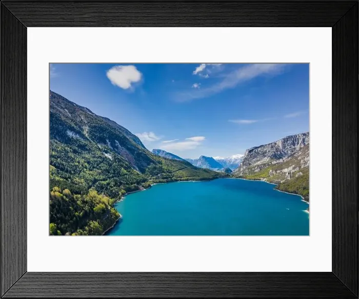 Framed Print : The Improbable aerial landscape of village Molveno Framed Print : The Improbable aerial landscape of village Molveno
