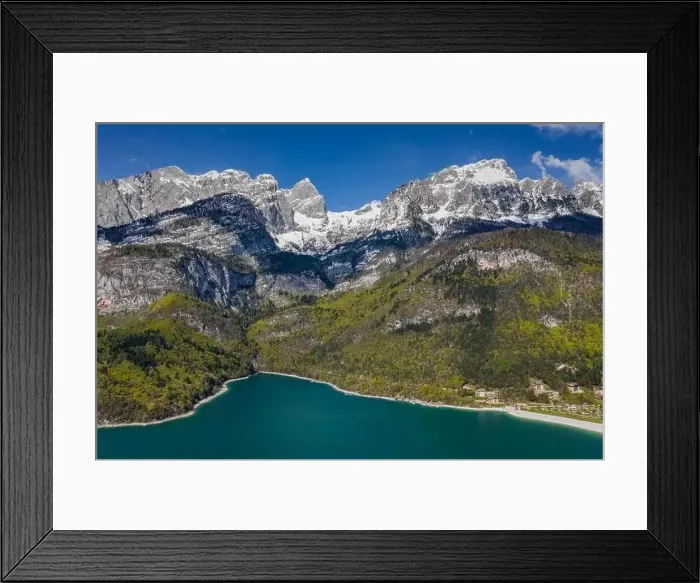 Framed Print : The Improbable aerial landscape of village Molveno Framed Print : The Improbable aerial landscape of village Molveno
