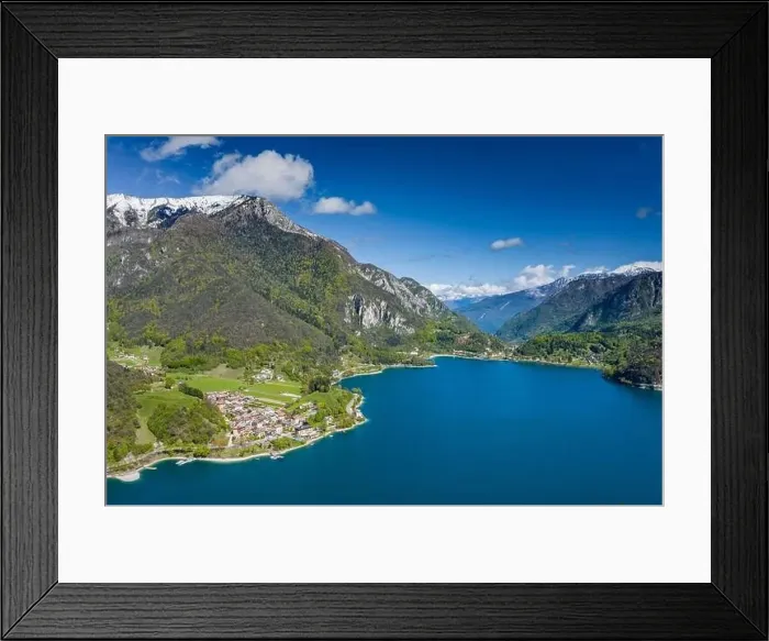 Framed Print : The Improbable aerial landscape of village Molveno Framed Print : The Improbable aerial landscape of village Molveno