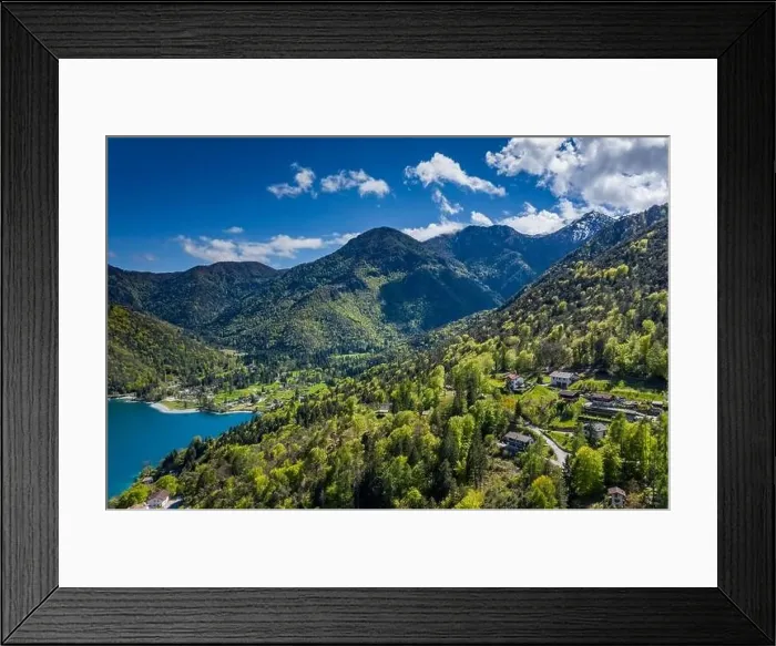 Framed Print : The Improbable aerial landscape of village Molveno Framed Print : The Improbable aerial landscape of village Molveno