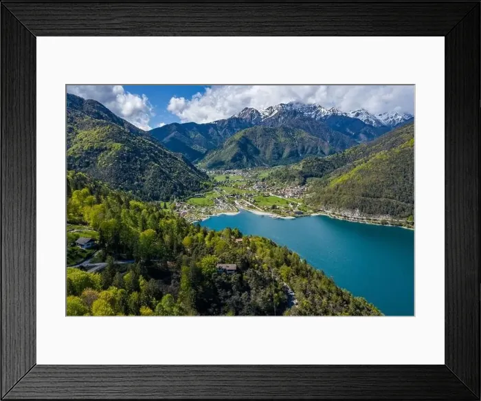 Framed Print : The Improbable aerial landscape of village Molveno Framed Print : The Improbable aerial landscape of village Molveno