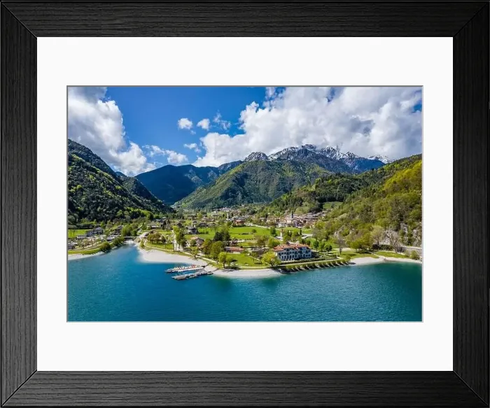 Framed Print : The Improbable aerial landscape of village Molveno Framed Print : The Improbable aerial landscape of village Molveno