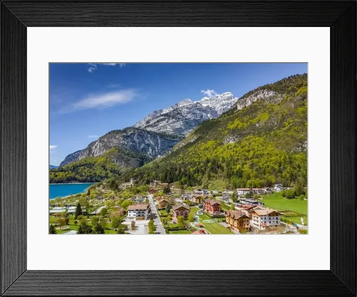Framed Print : The Improbable aerial landscape of village Molveno Framed Print : The Improbable aerial landscape of village Molveno