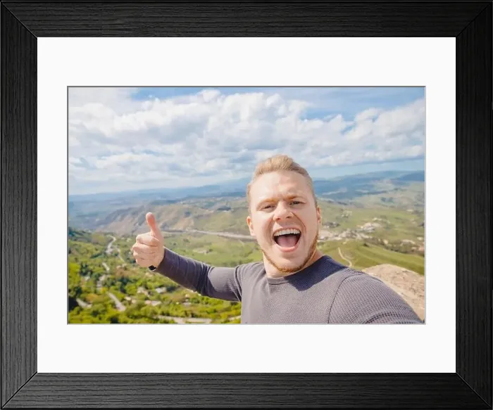 Framed Print : Selfie photo traveler man smiling Castello di lombardia in Enna Sicily, Italy Framed Print : Selfie photo traveler man smiling Castello di lombardia in Enna Sicily, Italy
