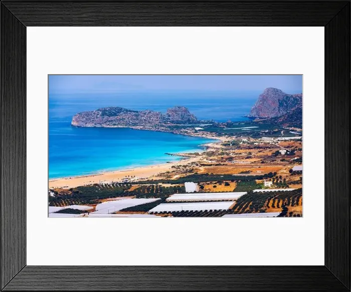 Framed Print : Shot of beautiful turquoise beach Falasarna (Falassarna) in Crete Framed Print : Shot of beautiful turquoise beach Falasarna (Falassarna) in Crete