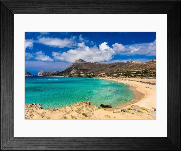 Framed Print : Shot of beautiful turquoise beach Falasarna (Falassarna) in Crete Framed Print : Shot of beautiful turquoise beach Falasarna (Falassarna) in Crete